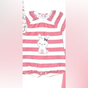 Mayoral Striped Pink and White Bunny Bodysuit